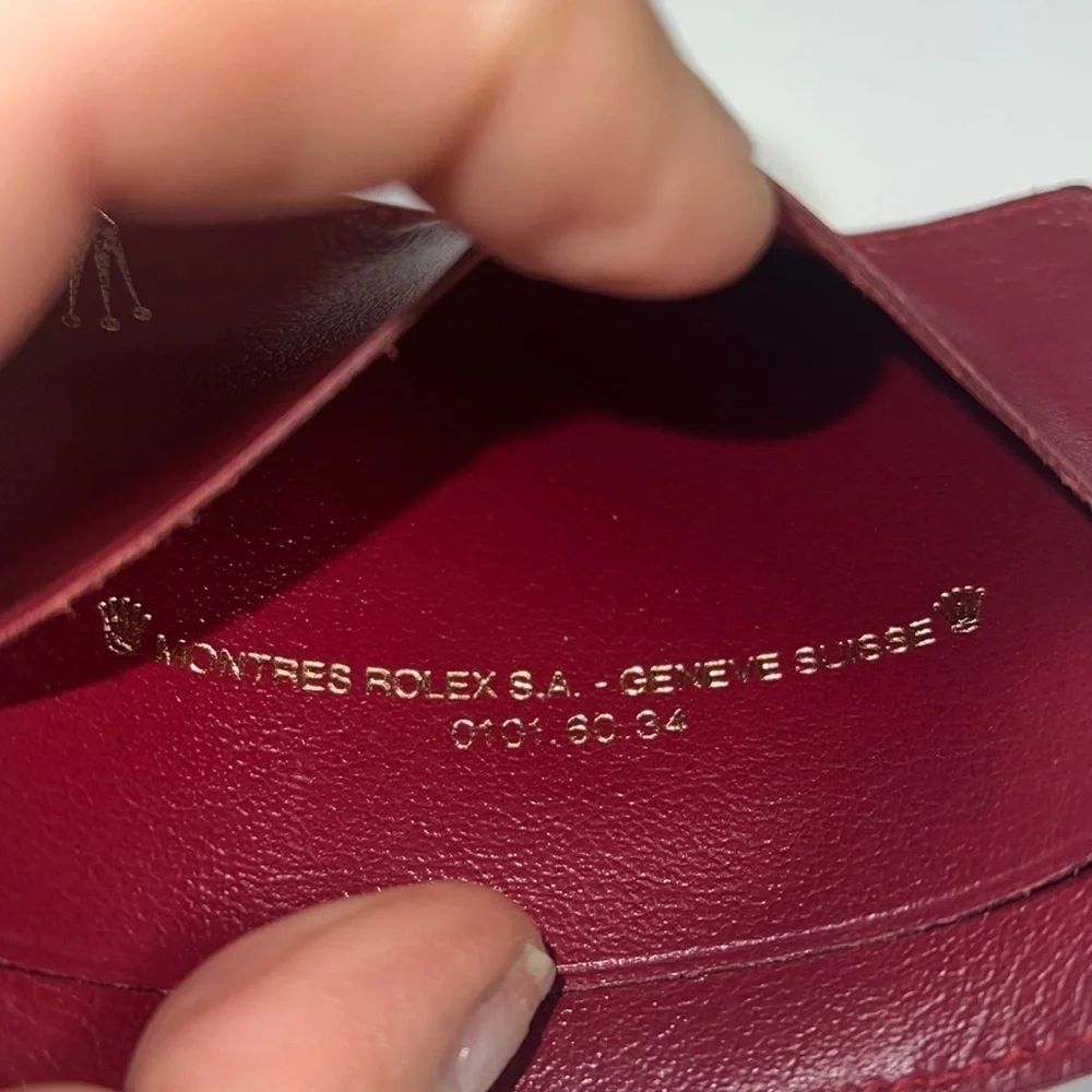 Rolex Burgundy Slim Leather Credit Card Holder